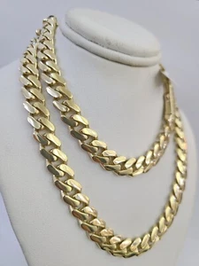10k Royal Monaco Cuban Link Necklace Chain 9mm 24" REAL Yellow Gold - Picture 1 of 8