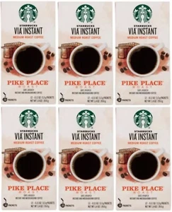 6 Pack Starbucks via Instant Coffee Med Roast Packets — Pike Place (48 Packet) - Picture 1 of 8