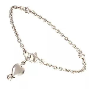 Tiffany & Co. Puff Heart Chain Bracelet 8.2" Silver 925 Auth #3113 - Picture 1 of 7