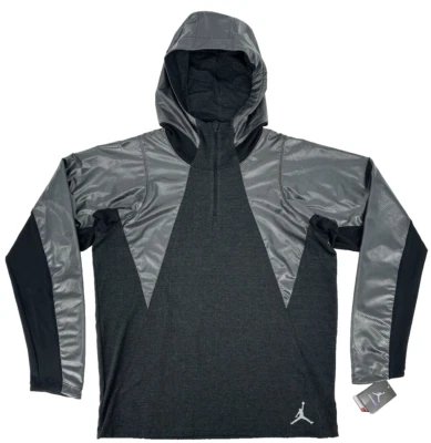 A.J. Jacket Men's Large Fitted Shield 1/4 Zip Hoodie Black Bin2 - Image 1 of 4