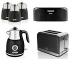 Kitchen Retro Set SWAN Kettle with Temperature Dial Toaster Bread Bin Canisters