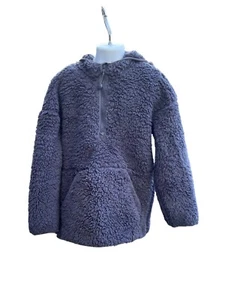 All in Motion Girls S 6/7 Faux Shearling Fleece 1/2 Zip Hooded Sweatshirt Purple - Picture 1 of 3