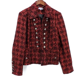 Vintage CASS Jacket Womens Red Knit Button Front Abstract Pattern Large 80s Rare - Picture 1 of 10