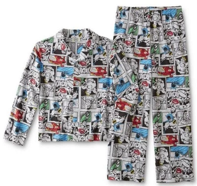 DC Comics Pajamas Boys 8/10 NEW Button Shirt Pants Pjs Set The Flash Batman NWT - Image 1 of 4