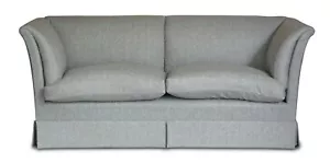 FULLY RESTORED HOWARD & SON'S BARING SOFA GREY HERRINGBONE 100% WOOL UPHOLSTERY - Picture 1 of 12