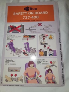 Vintage Thai Airways 737-400 Safety Card July 1997 ISSUE No. 3 - Picture 1 of 8