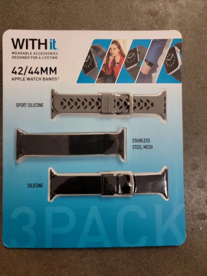 WITHIT Apple Watch Band 3 Pack Sport Silicone/stainless Steel Mesh/ Silicone
