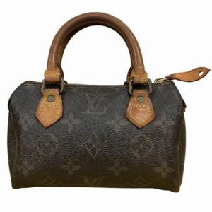 LOUIS VUITTON Mini Speedy M41534 Monogram Unisex Handbag Leather Brown #4 - Picture 1 of 9