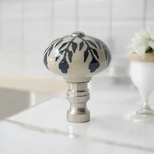 Set of 2 Gorgeous porcelain Lamp shade finials. Harp Toppers - Black/White - Picture 1 of 2