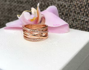 Anillo Entrelazado de Pandora Oro Rosa, Original, Totalmente Nuevo, TODAS LAS TALLAS, #180919CZ - Imagen 1 de 9