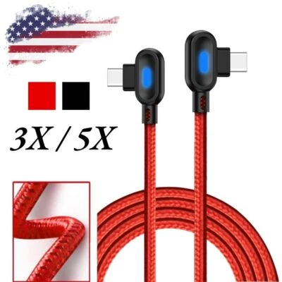 Cable de carga USB-C a USB-C de ángulo de 90 grados cable de sincronización de cargador rápido de 6 pies tipo C Foto 1 de 4