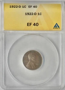 1922-D Lincoln Wheat Cent - ANACS EF40 - ✪COINGIANTS✪ - Picture 1 of 4