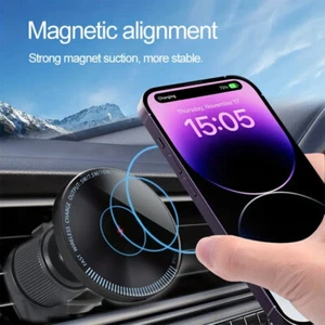 2in1 Wireless Car Charger Mount Holder For Apple iPhone 14 15 Samsung S24 Ultra - Picture 1 of 14