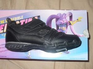 Youth Girl Skechers Elastika Biker II-Rally Time Black/Glitter W/Strap Ch/Sz NWB - Picture 1 of 6