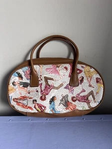 Vintage Handbag SYDNEY LOVE Fashion Model Print Barrel Satchel Purse RARE - Bild 1 von 13