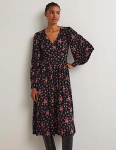 Boden - Fixed Wrap Jersey Midi Dress - Kleid Taschen Muster NEU - UK 10 EU 38 - Bild 1 von 6