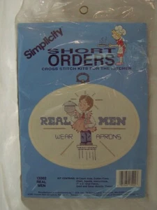 KIT DE PUNTO DE CRUZ DE COCINA SIMPLICITY PEDIDOS CORTOS Delantales de uso real para hombres marco de 14 quilates - Imagen 1 de 3