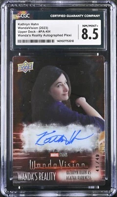 2022 UD Marvel WandaVision Plexi AUTOGRAPH card Kathryn Hahn /49 CGC 8.5 AUTO 9 - Image 1 of 4