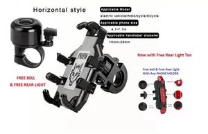 Mobile Phone Holder Bike Handlebar Adjustable Mount Bracket for Bike, Motorbike  - Picture 1 of 8