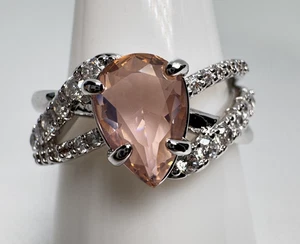 Size 9 Bomb Party Ring - RBP7796 Shining Brightly - Orchid Peach Chalcedony - Picture 1 of 5
