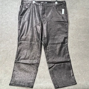 NWT Old Navy High Rise OG Loose Metallic Jeans Pants Black Silver Size 24 - Picture 1 of 10