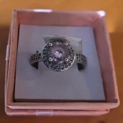 Anillo plateado topacio rosa y circonitas circonitas Foto 1 de 4