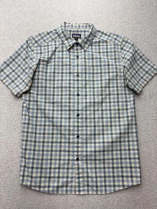 Patagonia Hemd Herren mittelblau beige kariert Bio-Baumwollmischung Kurzarm - Bild 1 von 8