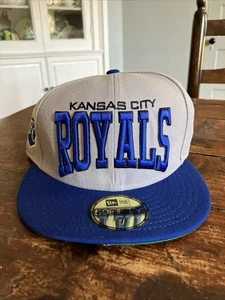 Sombrero Kansas City Royals New Era 59FIFTY Talla 7 • Gris/Azul Nuevo Sin Usar Ajustado Nuevo de Lote Antiguo - Imagen 1 de 8