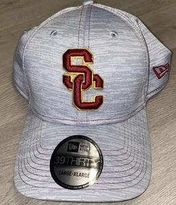 NEW USC Trojans New Era 39Thirty Flex Hat Cap L/XL Gray NCAA SC Football - Picture 1 of 16