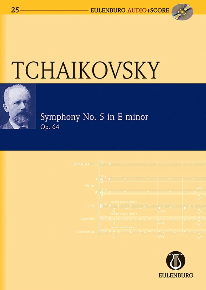 Study Score Tchaikovsky Symphony No 5 in E Minor Op 64 CW 26 Sheet Music Book CD - Image 1 of 1