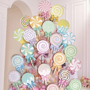 24 Piezas Bastón de Caramelo Pastel Decoraciones de Navidad Macaron Piruleta Árbol de Navidad... - Imagen 1 de 6