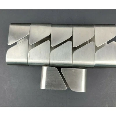 Lote de 7 servilleteros rectangulares de acero inoxidable vintage diseño de hendidura abstracta Foto 1 de 4