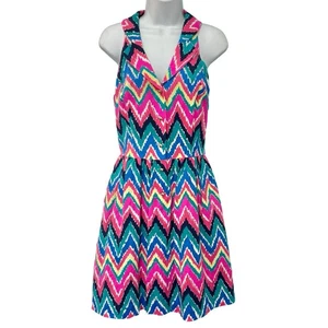Lilly Pulitzer Sherlynn Hearts A Flutter Chevron Pink Fit & Flare Dress size 4 - Picture 1 of 11