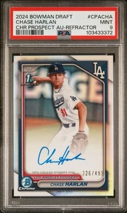 2024 Bowman Draft Chrome Chase Harlan Auto Refractor /499 PSA 9 - Picture 1 of 2