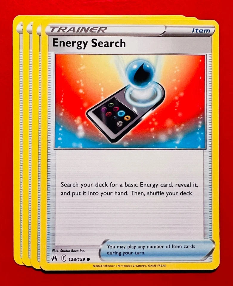 4x Energy Search 128/159 Pokémon TCG Crown Zenith NM Playset Item Lot Trainer - Image 1 of 1
