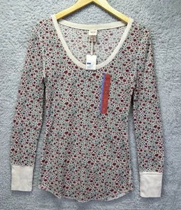 Vintage Y2K Mossimo Damen Waffel Strick Shirt Large Floral Elena Gilbert Neu mit Etikett - Bild 1 von 7