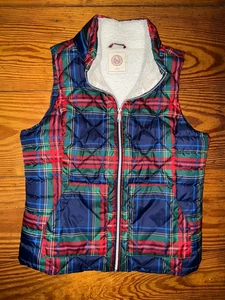 Gilet donna plaid trapuntato foderato rosso verde navy di SO taglia media grande - Foto 1 di 4