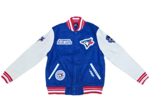 Men's MLB Toronto Blue Jays DIY Pick Stitch Rib Wool Varsity Jacket MLB Baseball - Picture 1 of 2