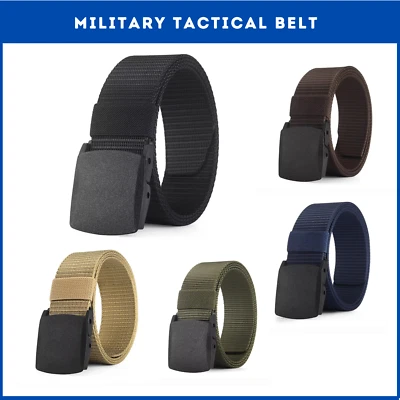 Quick Release Work Belt Tactical Men Army Webbing Nylon Military Waistbelt UK