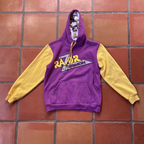 Vintage WWE Razor Ramon Purple & Yellow Hoodie Size Small 90s Wrestling Merch Cover