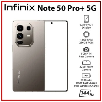 Infinix Note 50 Pro+ Plus 5G GREY 12GB+256GB Dual SIM Android Cell Phone - Image 1 of 3