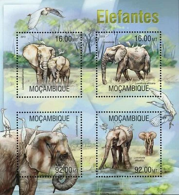 Sello de elefante Loxodonta africana Bubulcus Ibis S/S MNH #6697-6700 Foto 1 de 4