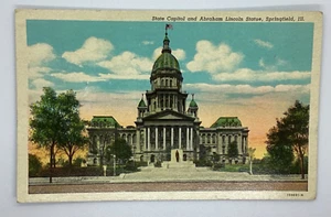 Postcard State Capitol Abraham Lincoln Statue Springfield Illinois H394 - Imagen 1 de 2