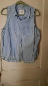 Camicia Arizona Jeans Chambray Denim con bottoni XL blu spacco dietro chiusura a scatto - Foto 1 di 4