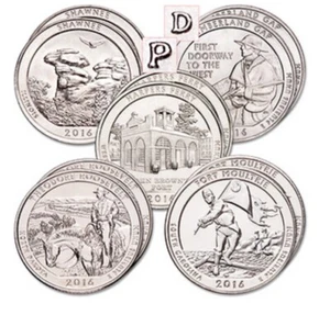 2016 D National Parks ATB Quarters - 5 Coin Set Denver Mint  - Picture 1 of 6