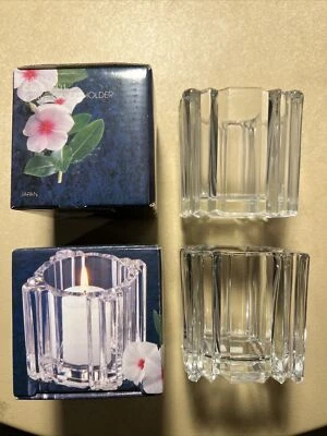 STUDIO NOVA Set of 2 Clear Glass Votive QQ053/331 Candle Holder 3" by 3" - Image 1 of 3