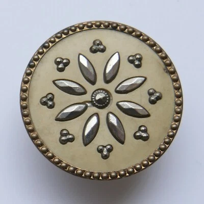 Button Antique - Brass - Celluloid/Ivoroïd - 32 MM - 1900 - Ivoroid Firebird - Image 1 of 4