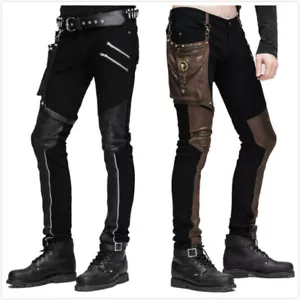 Teufel Mode Rock Herren Pu Leder Hose Punk Gothic Hose Steampunk Freizeit - Bild 1 von 12