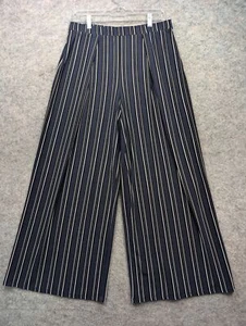 Philosophy Hose Damen Large blau weites Bein hoher Bund gestreift Trouser Pull On - Bild 1 von 13