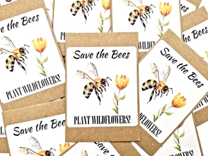 Save The Bees Wildflower Seeds Mix Kids Party Bags Favours Gifts 12 x 2.5g BF6 - Picture 1 of 6